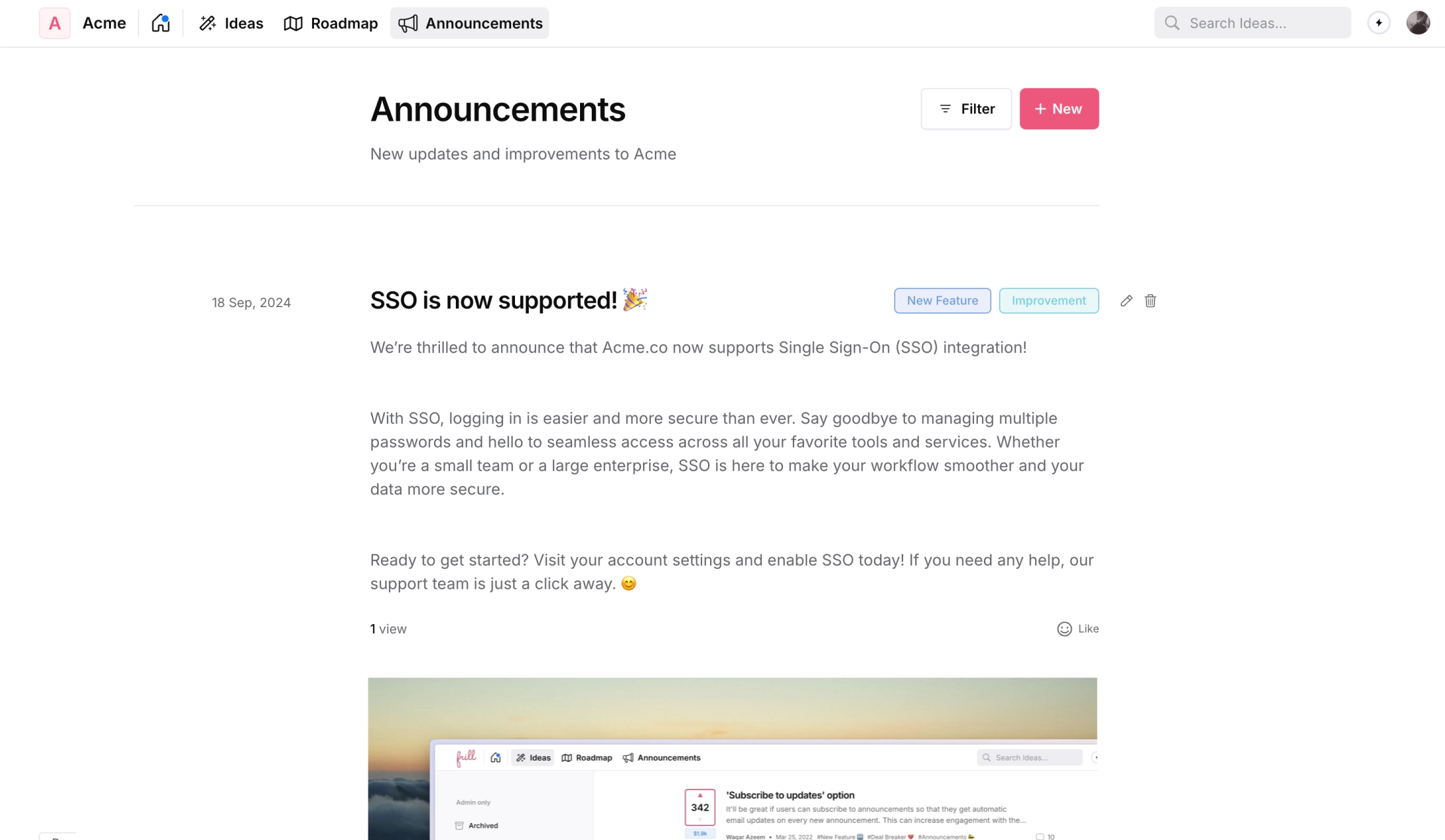 Frill—Announcements
